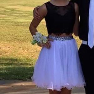 Two Piece Black & White Homecoming Dress